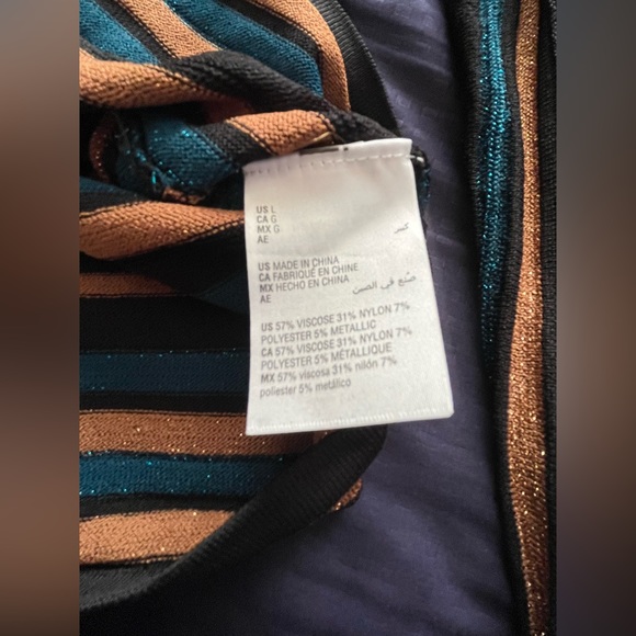 NWT INC International Concepts Blue/Copper Sparkle Long Sleeve Blouse Size Large - Picture 10 of 10